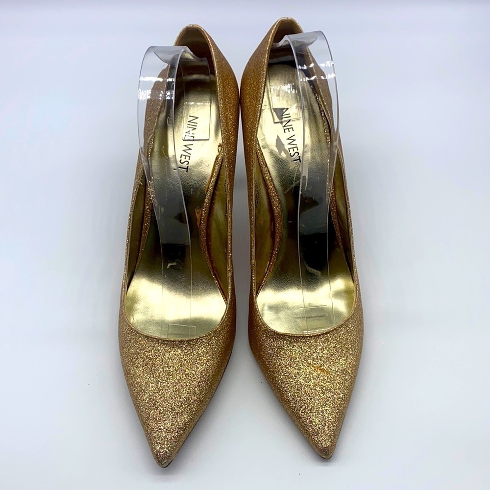Nine West - Martina Gold Glitter Pointed Toe Heels Size 10